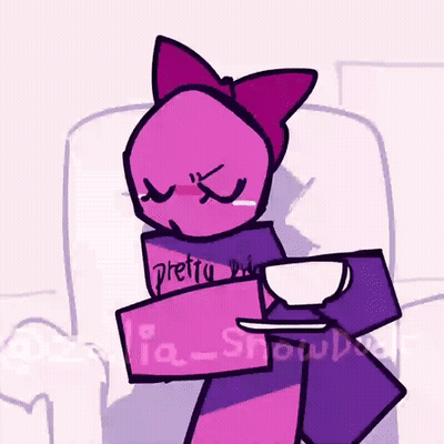 A Cartoon Character Is Sitting In A Chair Holding A Cup Of Coffee And A Book . GIF