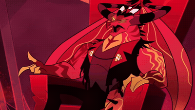 A Cartoon Character Is Sitting In A Chair With Horns GIF