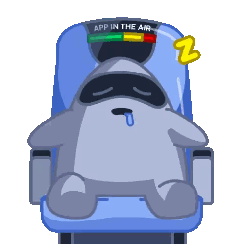 A Cartoon Character Is Sitting In A Chair With The Words App In The Air Written On It Sticker