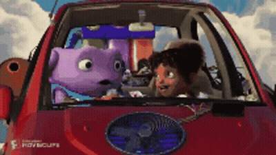 A Cartoon Character Is Sitting In A Red Car With A Hot Clips Logo On The Back GIF