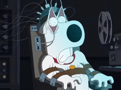 A Cartoon Character Is Sitting In An Electric Chair GIF