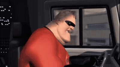A Cartoon Character Is Sitting In The Driver 'S Seat Of A Car And Looking Out The Window . GIF