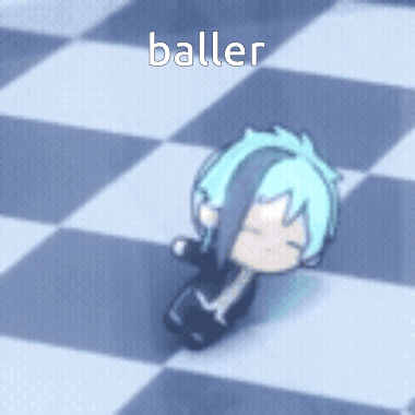 A Cartoon Character Is Sitting On A Checkered Floor And The Word Baller Is On The Bottom GIF