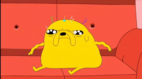 A Cartoon Character Is Sitting On A Couch And Says Man That Made My Teeth Hurt GIF