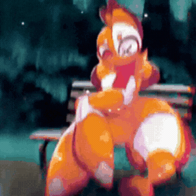 A Cartoon Character Is Sitting On A Park Bench GIF