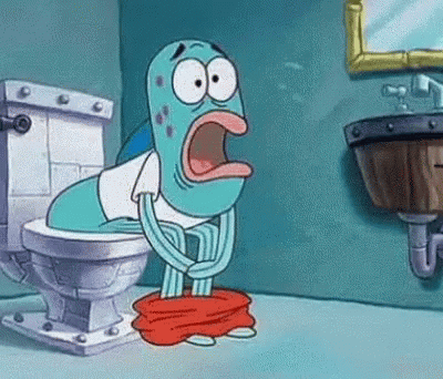 A Cartoon Character Is Sitting On A Toilet . GIF