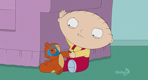 A Cartoon Character Is Sitting On The Floor Holding A Teddy Bear And Says Global On The Bottom Right GIF