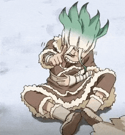 A Cartoon Character Is Sitting On The Ground With His Legs Crossed And Eating A Piece Of Food . GIF