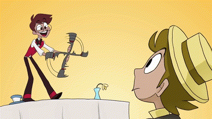 A Cartoon Character Is Smiling And Holding A Microphone With The Words " Won 'T Ya Smile Just For Me " Above Him GIF