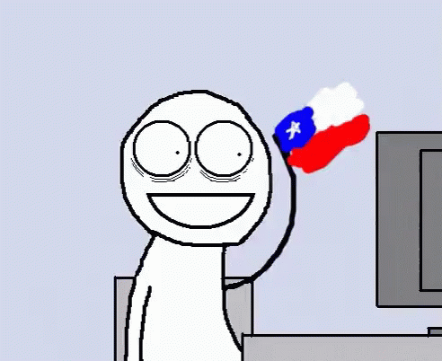 A Cartoon Character Is Smiling While Holding A Flag GIF