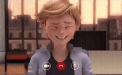A Cartoon Character Is Smiling While Talking On A Video Call With A Camera . GIF