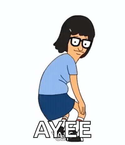 A Cartoon Character Is Squatting Down And Saying Ayee . GIF