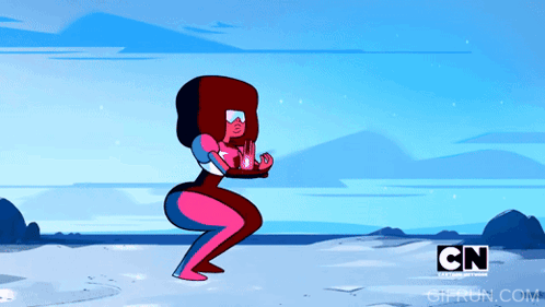 A Cartoon Character Is Squatting In Front Of A Blue Sky And The Cn Logo GIF