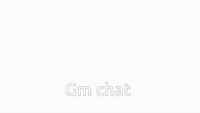 A Cartoon Character Is Standing In A Dark Room With The Words " Gm Chat " On The Bottom GIF