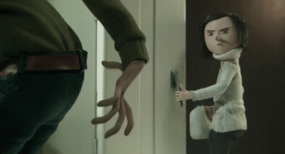 A Cartoon Character Is Standing In A Doorway Holding A Bottle Of Milk GIF