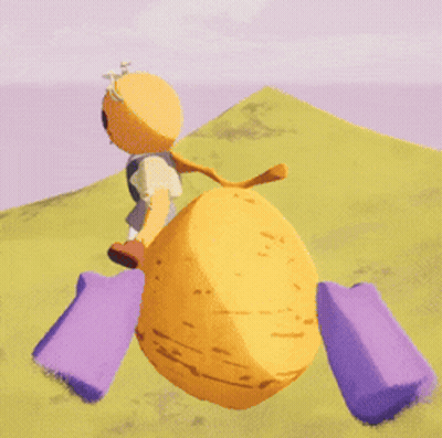 A Cartoon Character Is Standing In A Field GIF