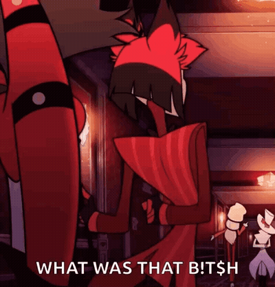 A Cartoon Character Is Standing In A Hallway And Says What Was That Bitch GIF