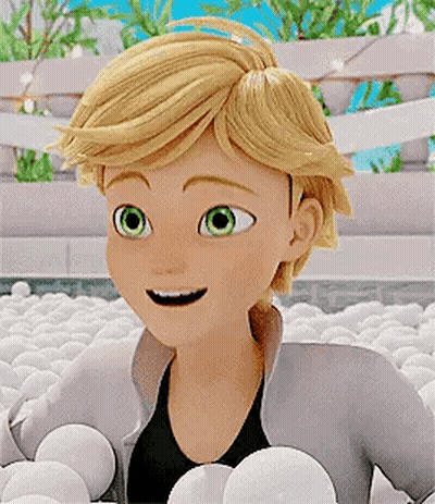 A Cartoon Character Is Standing In A Pile Of Eggs And Smiling . GIF