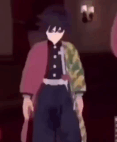A Cartoon Character Is Standing In A Room Holding A Sword . GIF