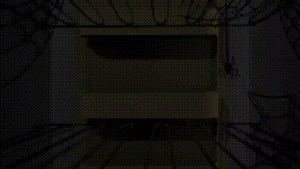 A Cartoon Character Is Standing In A Room Looking Out Of A Window . GIF