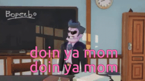 A Cartoon Character Is Standing In Front Of A Blackboard That Says Bopecbo On It GIF