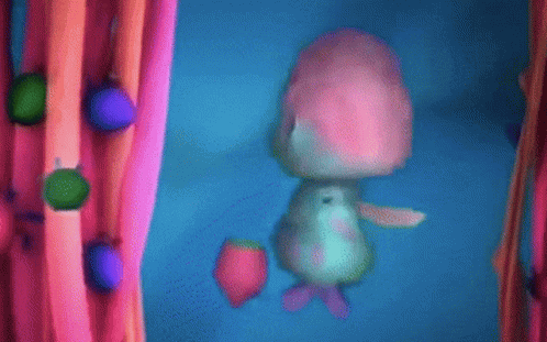A Cartoon Character Is Standing In Front Of A Blue Background GIF