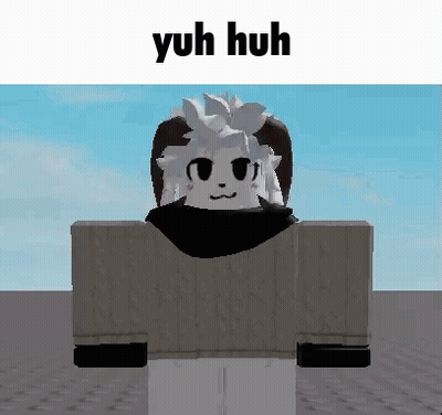 A Cartoon Character Is Standing In Front Of A Blue Sky With The Words Yuh Huh Above Him . GIF