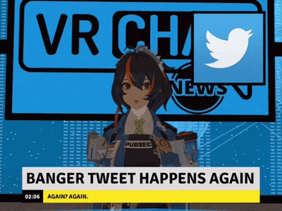 A Cartoon Character Is Standing In Front Of A Breaking News Headline That Says Banger Tweet Happens Again GIF