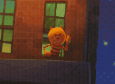 A Cartoon Character Is Standing In Front Of A Building GIF