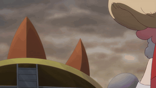 Cartoon Character Standing In Front Of Building With Stairs GIF