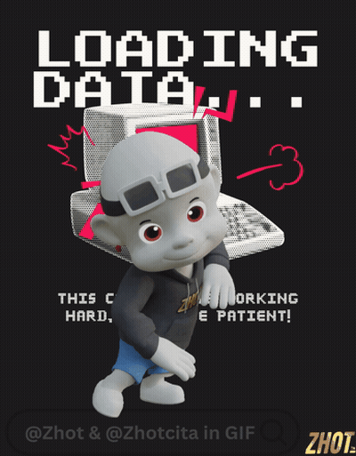 A Cartoon Character Is Standing In Front Of A Computer That Says " Loading Data " GIF