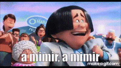 A Cartoon Character Is Standing In Front Of A Crowd And Says `` A Mimir , A Mimir `` . GIF