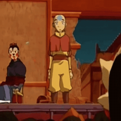 A Cartoon Character Is Standing In Front Of A Crowd Of People . GIF