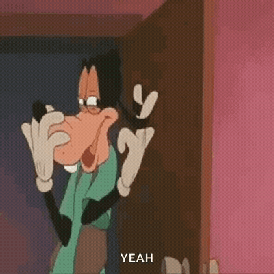 A Cartoon Character Is Standing In Front Of A Door And Making A Funny Face . GIF