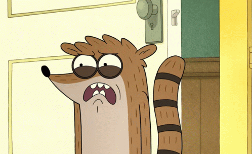 A Cartoon Character Is Standing In Front Of A Door With A Key On It GIF