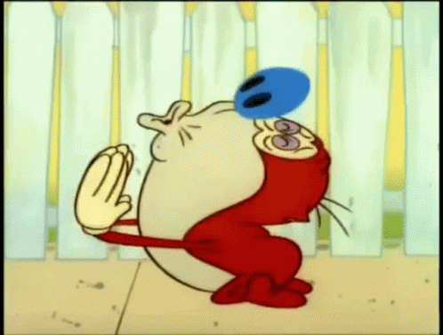 A Cartoon Character Is Standing In Front Of A Fence And Giving The Middle Finger . GIF