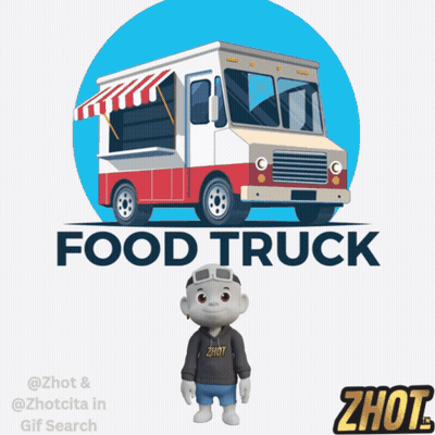 A Cartoon Character Is Standing In Front Of A Food Truck That Says Food Truck GIF