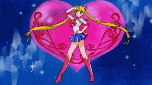 A Cartoon Character Is Standing In Front Of A Heart GIF