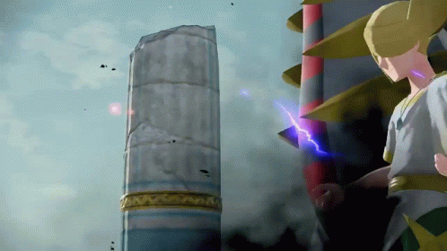 A Cartoon Character Is Standing In Front Of A Large Pillar GIF