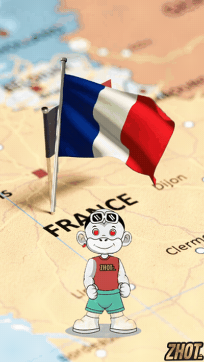A Cartoon Character Is Standing In Front Of A Map With The Word France On It GIF