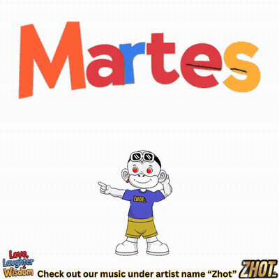 A Cartoon Character Is Standing In Front Of A Martes Sign GIF