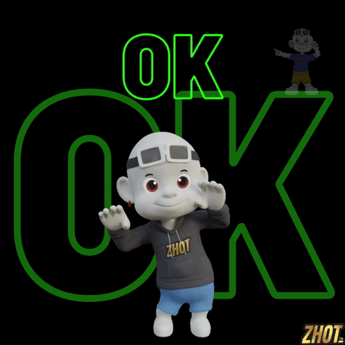 A Cartoon Character Is Standing In Front Of A Neon Sign That Says Ok GIF