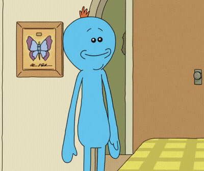 A Cartoon Character Is Standing In Front Of A Picture Of A Butterfly And Says Ooooh GIF