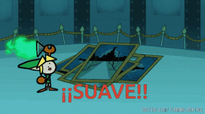 A Cartoon Character Is Standing In Front Of A Pile Of Paintings And The Words Suave Are Visible GIF