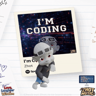 A Cartoon Character Is Standing In Front Of A Polaroid That Says I 'M Coding GIF