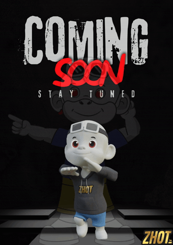 A Cartoon Character Is Standing In Front Of A Poster That Says Coming Soon GIF