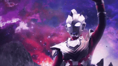 A Cartoon Character Is Standing In Front Of A Purple And Red Background GIF