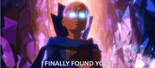 A Cartoon Character Is Standing In Front Of A Purple Background And Says `` I Finally Found You '' . GIF