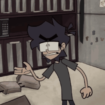 A Cartoon Character Is Standing In Front Of A Refrigerator And A Microwave GIF