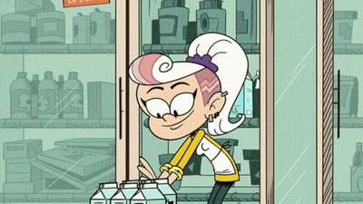 A Cartoon Character Is Standing In Front Of A Refrigerator With A Sign That Says ' Ice Cream ' On It GIF